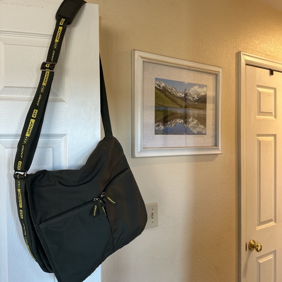 Dkny Other - DKNY Black Messenger Bag with Yellow Green Accents